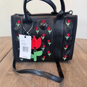 NWT Betsy Johnson black tulip handbag